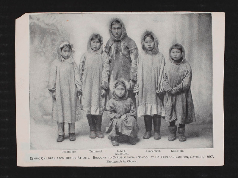 Alaska Native children brought to the Carlisle Indian School in Pennsylvania, 1897. Photo: John N. Choate. Image Courtesy of the Presbyterian Historical Society.