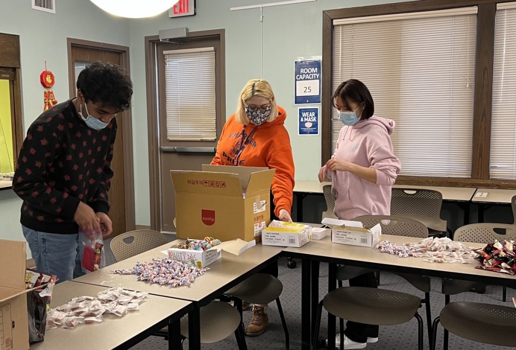 Volunteers at the University of Illinois prepared Lunar New Year activity kits last week to distribute on campus.