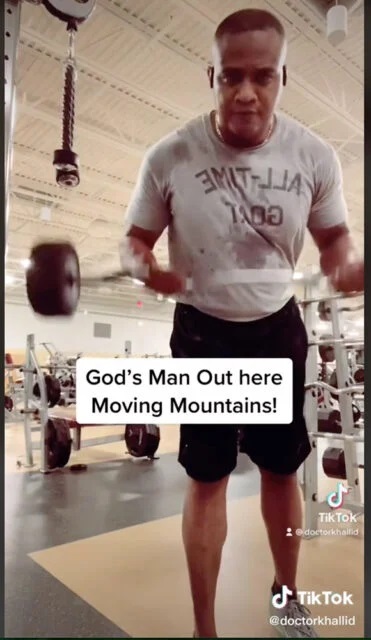 A Dec. 2021 TikTok post Army Colonel Khallid Shabazz. Shabazz regularly posts while working out. Video screengrab