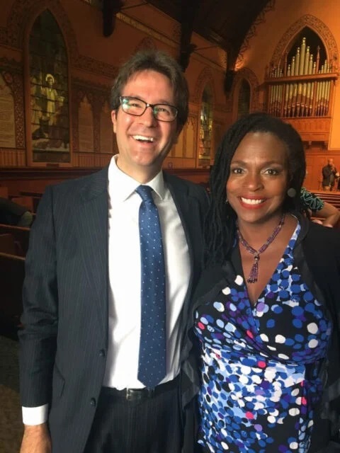 Rabbi Joshua Stanton, left, and the Rev. Jacqui Lewis on Sept. 10, 2017, after Stanton was a guest preacher at Middle Collegiate Church in Manhattan. Photo courtesy of Joshua Stanton