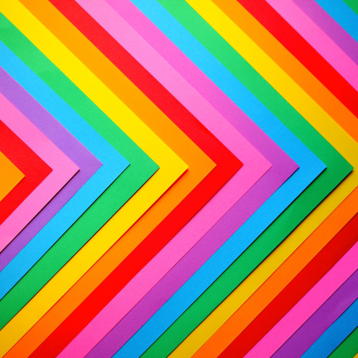 Chevron of rainbow colored paper