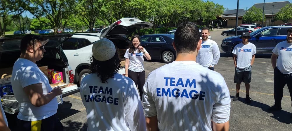 Emgage Michigan workers organize before knocking on doors in Detroit suburbs before August 2022 primaries. Photo courtesy of Emgage