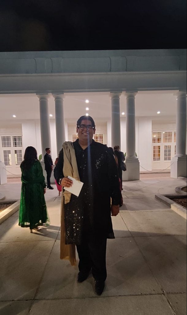 Tahil Sharma outside of the White House for the Diwali celebration on October 24, 2022. Photo courtesy