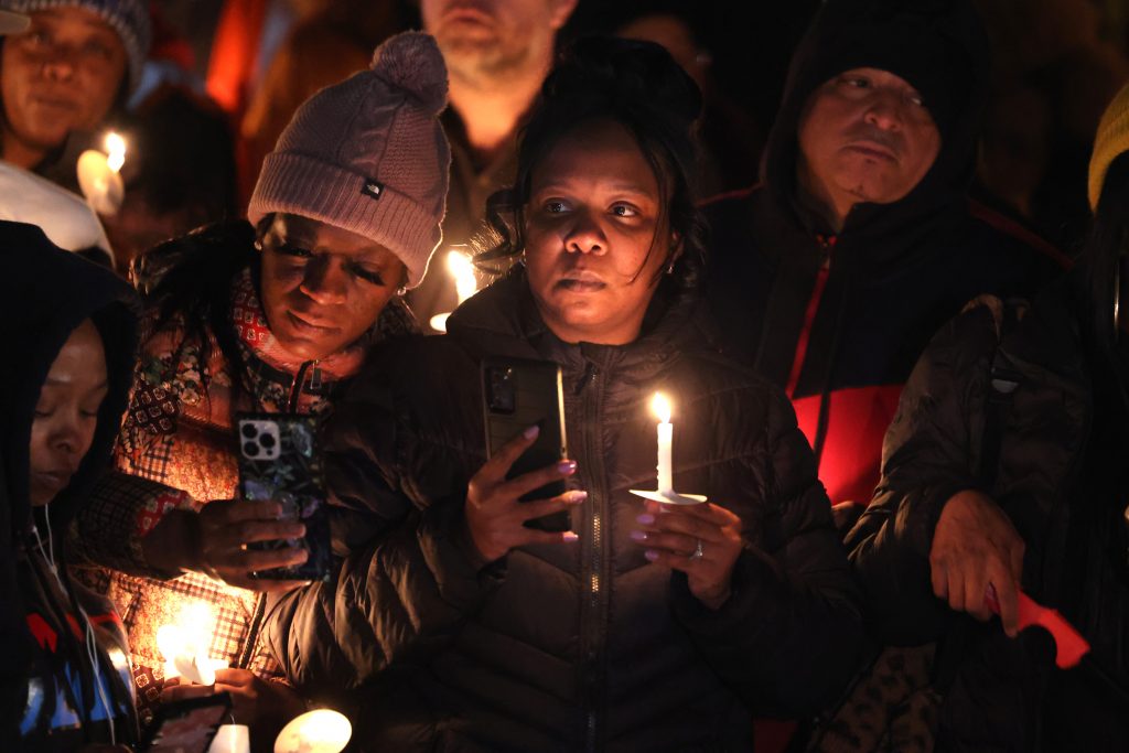MEMPHIS, TENNESSEE - JANUARY 26: People attend a candlelight vigil in memory of Tyre Nichols at the Tobey Skate Park on January 26, 2023 in Memphis, Tennessee. 29-year-old Tyre Nichols died from his injuries three days after being severely beaten by five Memphis police officers on January 7. (Photo by Scott Olson/Getty Images)