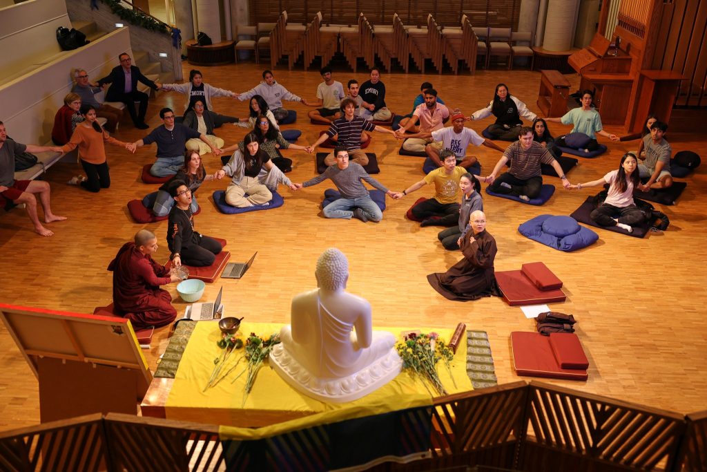 Students and staff at the Bodhi Day event on December 8, 2022 at Emory University. (Photo credit: Bennett Kane) 