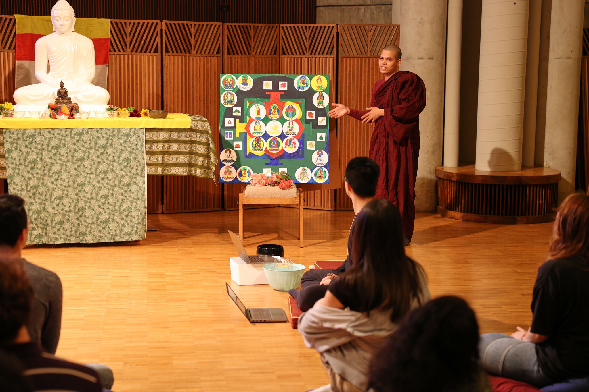The Venerable Priya Sraman speaking to the group at the Bodhi Day event on December 8, 2022 at Emory University. (Photo credit: Bennett Kane) 
