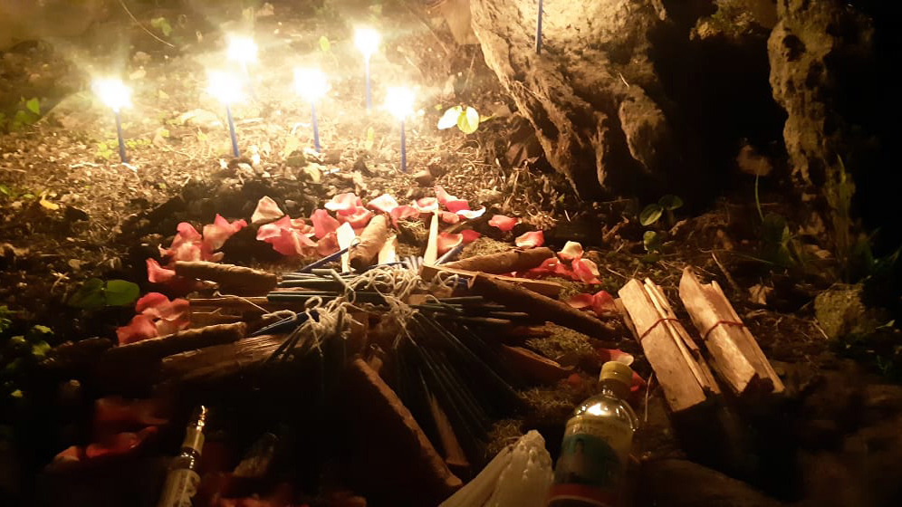 A Maya altar is prepared for a ceremony. Photo courtesy Javier Mendez
