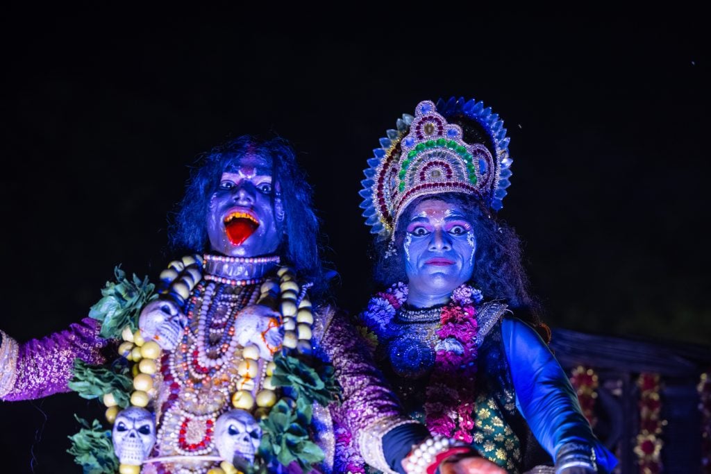 Ghaziabad, Uttar Pradesh, India - October 01 2024: Portrait of an artists as hindu mythological character performing at the dussehra fair. (Shuttersto ck/AbhishekMittal)