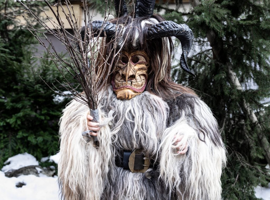Portrait of a boy in a Krampus costume in Austria. (Guzel Kolobova/iStock / Getty Images Plus)