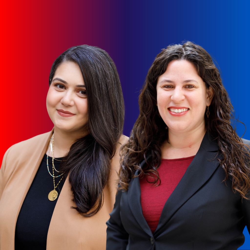 Jenan Mohajir (left) and Rebecca Russo of Interfaith America.