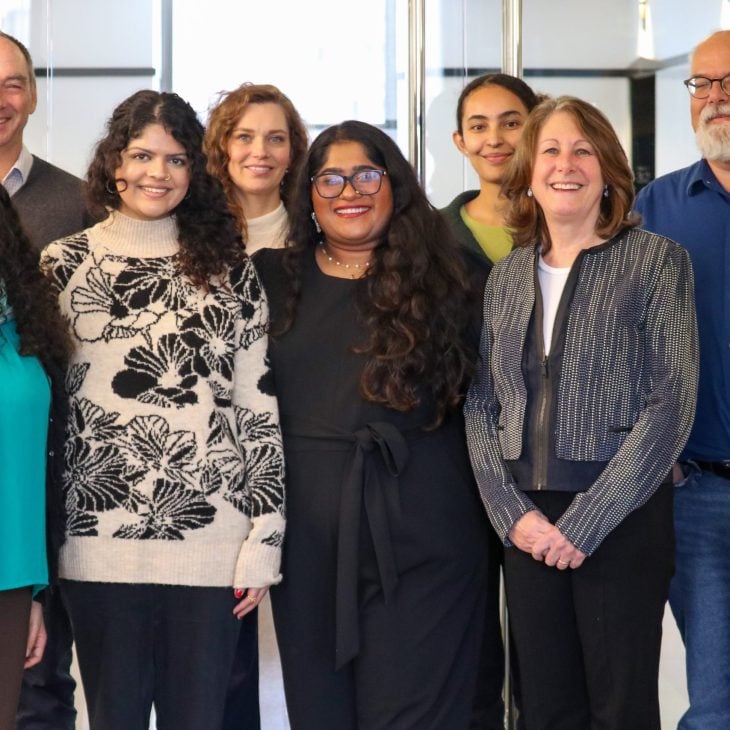 2024 RNS/IA Fellows at Interfaith America's office in Chicago, IL with guest speaker Laurie Goodstein, Deputy International Editor for The New York Times. (Katherine O'Brien)