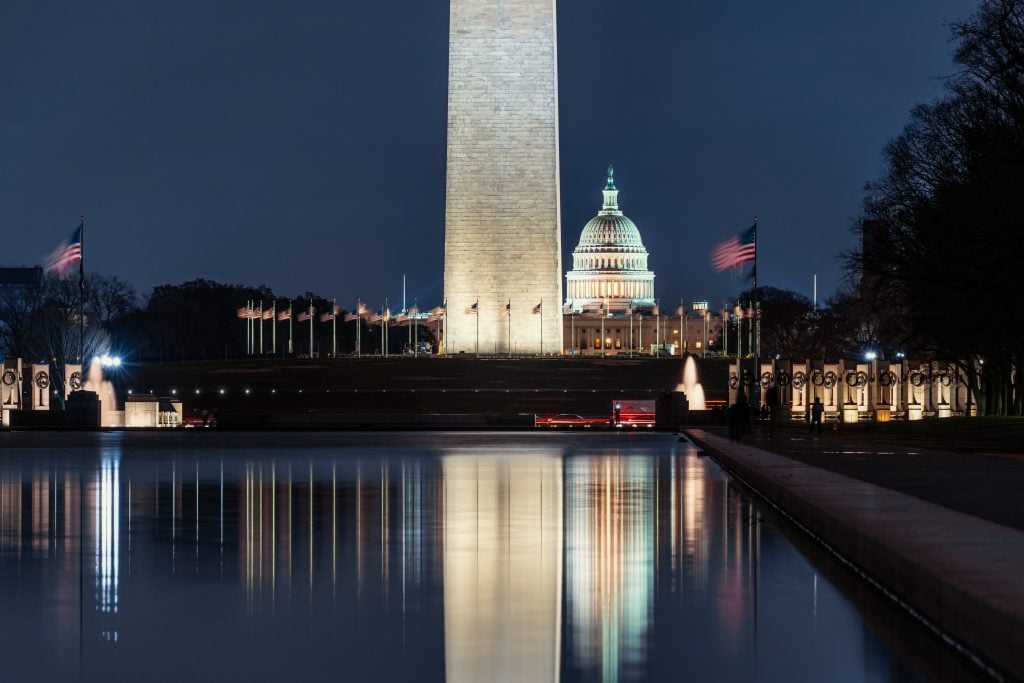 The US Capitol Building with Washington Monument in Washington, D.C. (Inverse Couple Images/Getty Images)