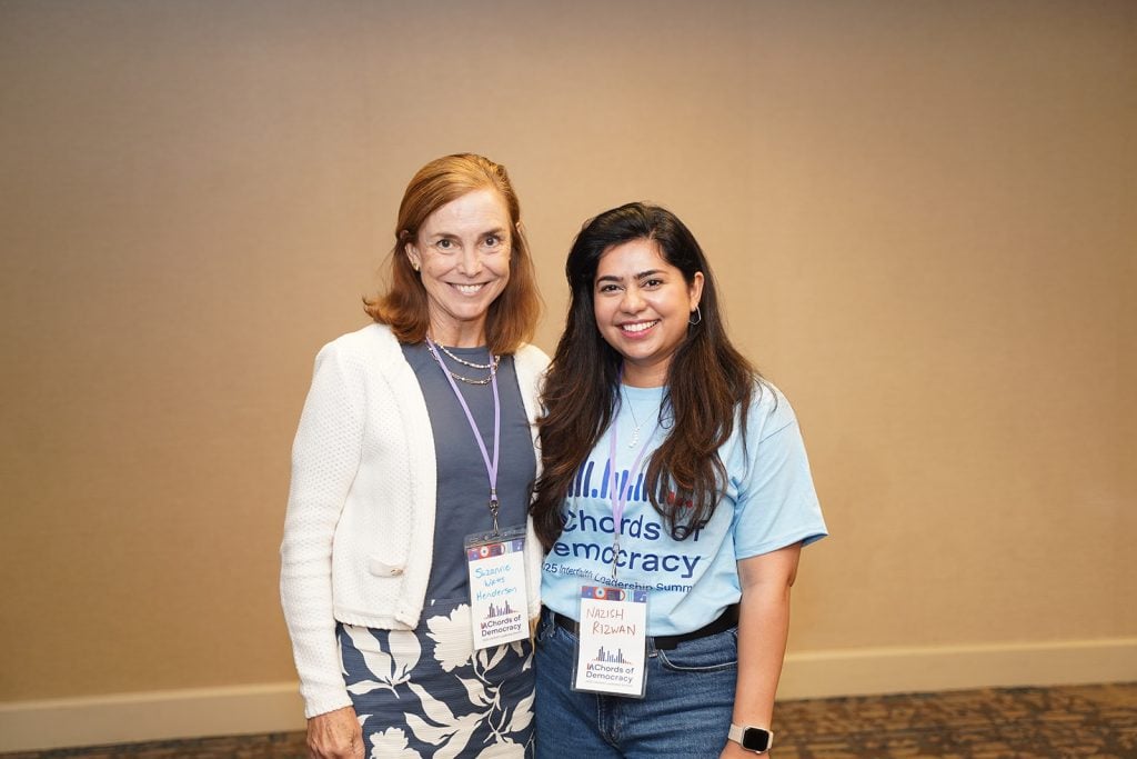 Suzanne Watts Henderson, Senior Director of Faith & Health, and Nazish Rizwan, Program Manager, at the 2025 Interfaith Leadership Summit in Chicago, IL.