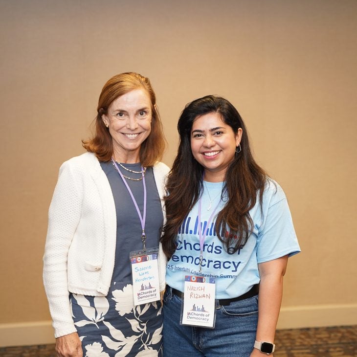 Suzanne Watts Henderson, Senior Director of Faith & Health, and Nazish Rizwan, Program Manager, at the 2025 Interfaith Leadership Summit in Chicago, IL.