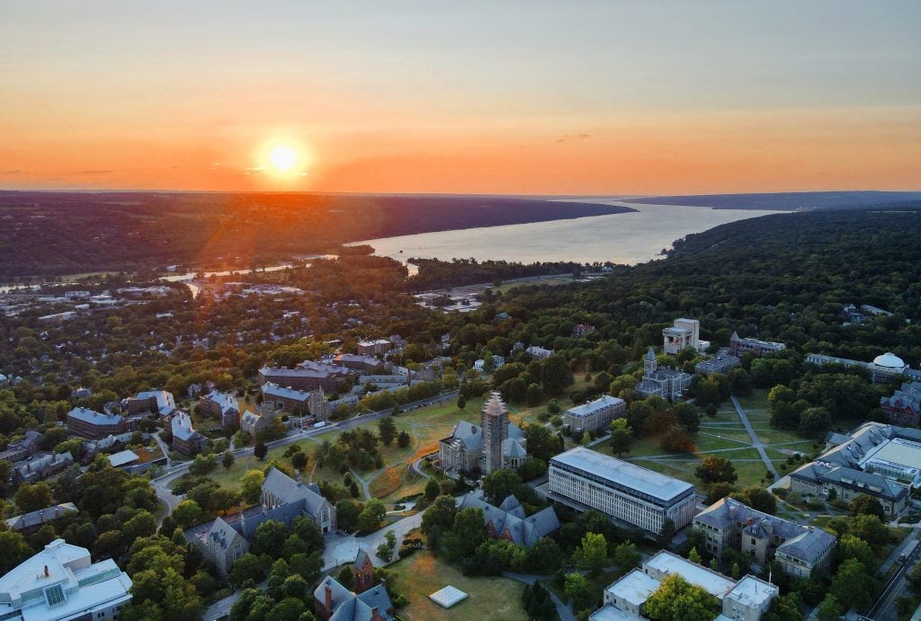 Cornell University Aerial View at Sunset (Zhuoyao Song)