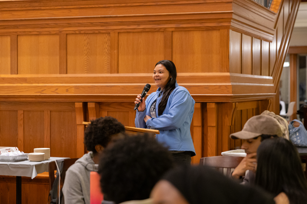 Amerie Alvarado shares about fasting in her religious tradition at the interfaith iftar.