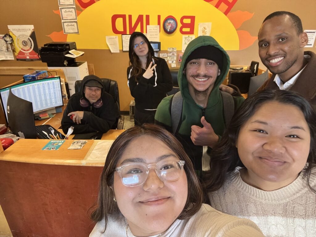 Group of Interfaith Scholars deliver the assembled kits to a local shelter. Courtesy photo