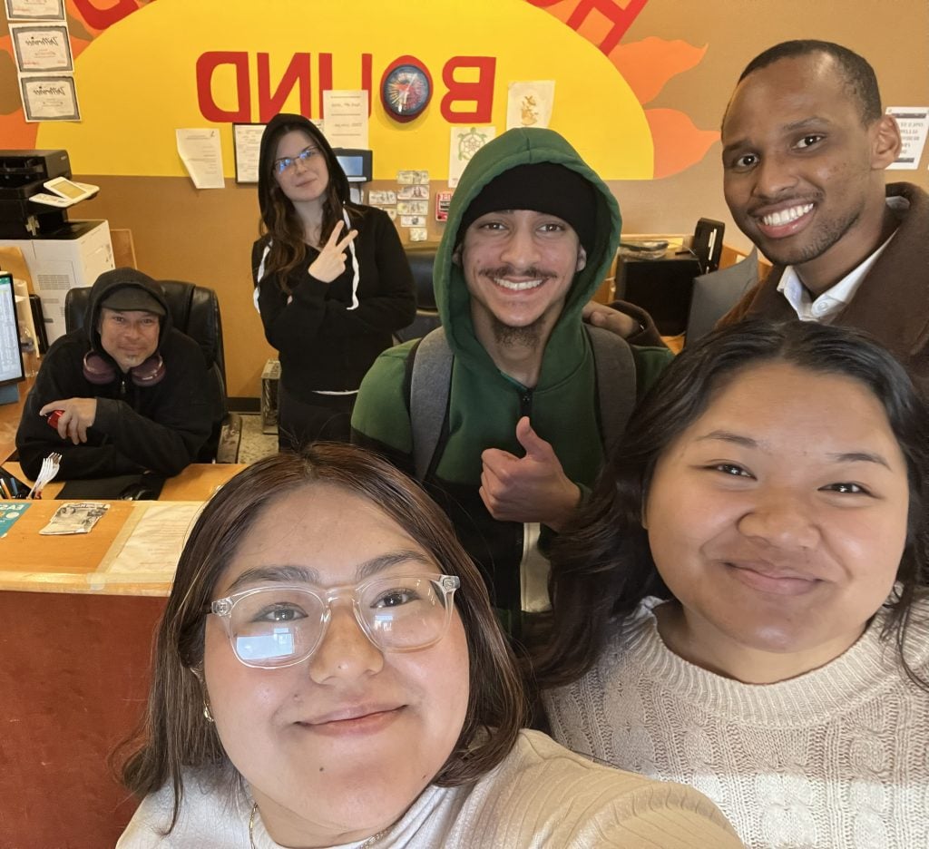 Group of Interfaith Scholars deliver the assembled kits to a local shelter. Courtesy photo