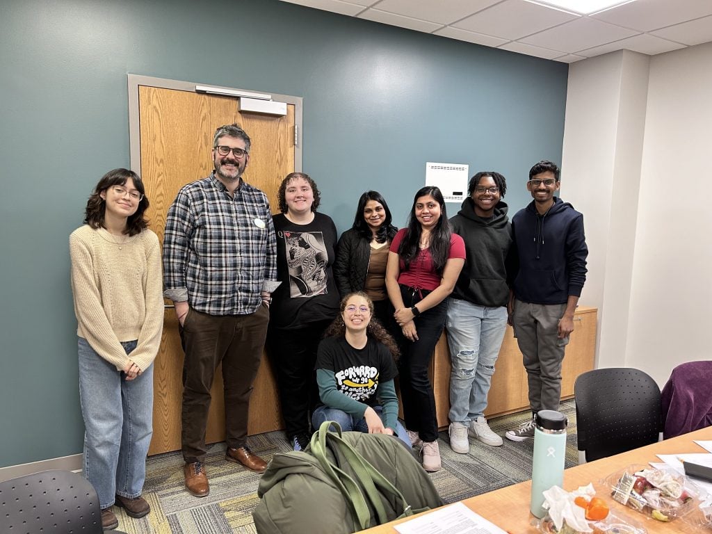 University of Maryland, Baltimore County Bridge Builders students at one of their weekly gatherings. Photo courtesy of Hoffman 