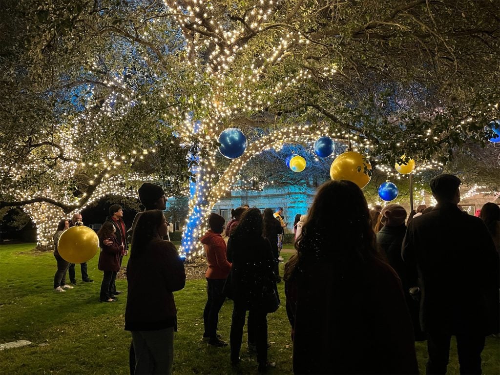 Students and community members attend the annual Festival of Lights celebration marking the beginning of the Advent season in Dec. 2024 at St. Edward’s University in Austin, Texas. (RNS photo/Aleja Hertzler-McCain)
