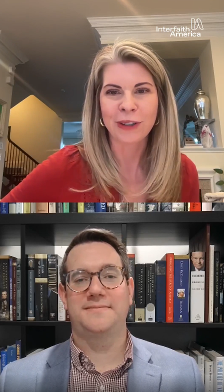 Video Screenshot of Cherie Harder and Chris Crawford in discussion. 