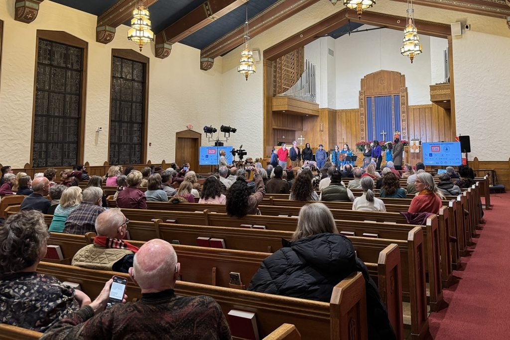 People attend an interfaith concert, hosted by Faith in Peace Concerts and Faith in Public Life, at Lutheran Church of the Reformation, Tuesday, Jan. 6, 2026, in Washington. (RNS photo/Aminah Malik)