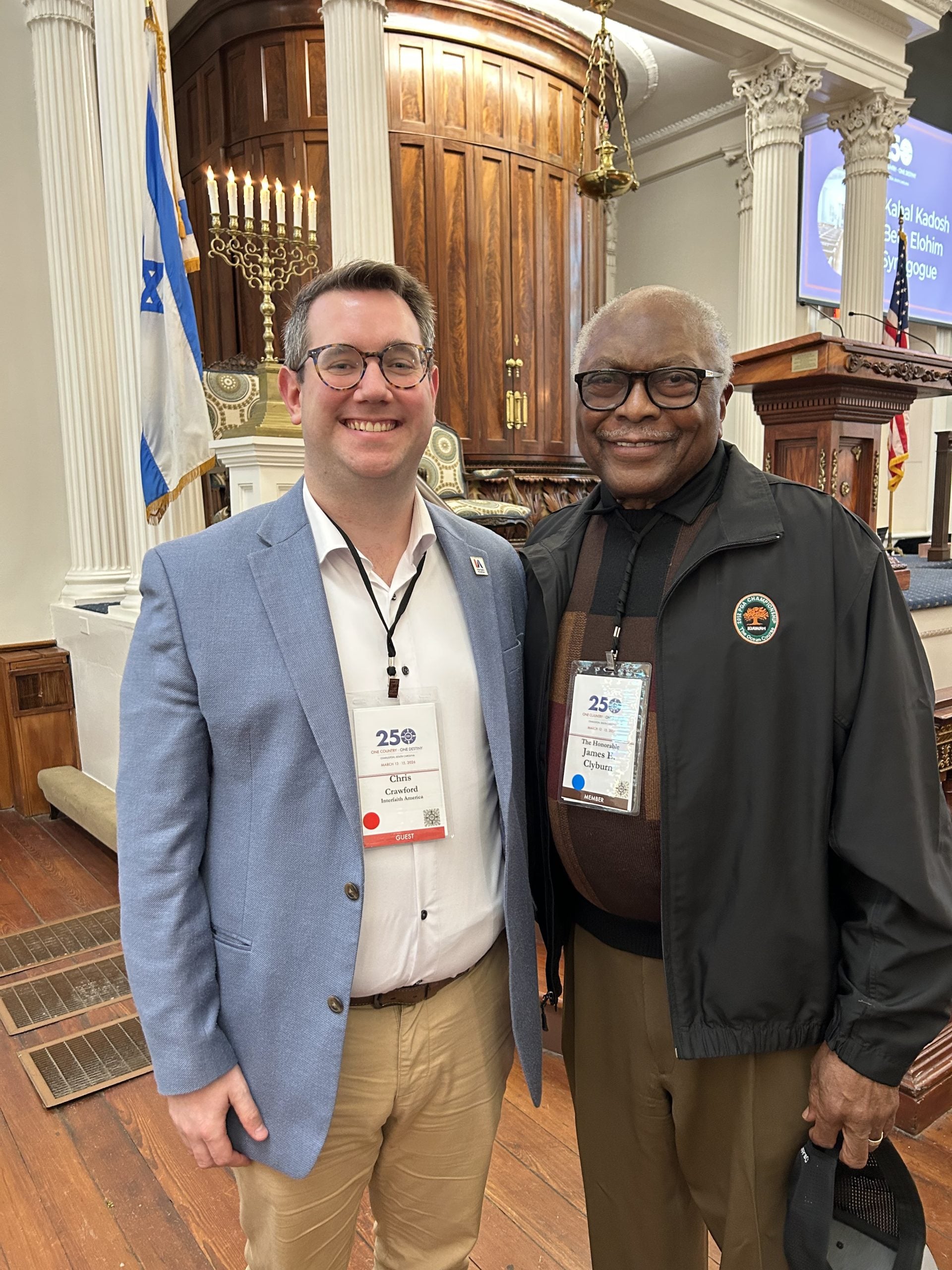 Congressman James Clyburn and Senior Director of Civic Strategies Chris Crawford on the Faith and Politics Institute's pilgrimage to Charleston, South Carolina. (Chris Crawford)