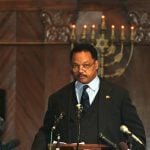 Rev. Jesse Jackson speaks about election day irregularities November 12, 2000 at the Temple Israel of Greater Miami in Miami, Florida. (Photo by Robert King/ Newsmakers)
