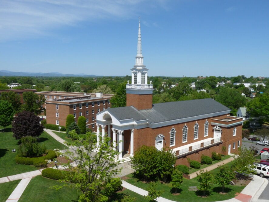 Montgomery Hall and Snidow Chapel at Lynchburg College in Lynchburg, Virginia. (Kipp Teague)