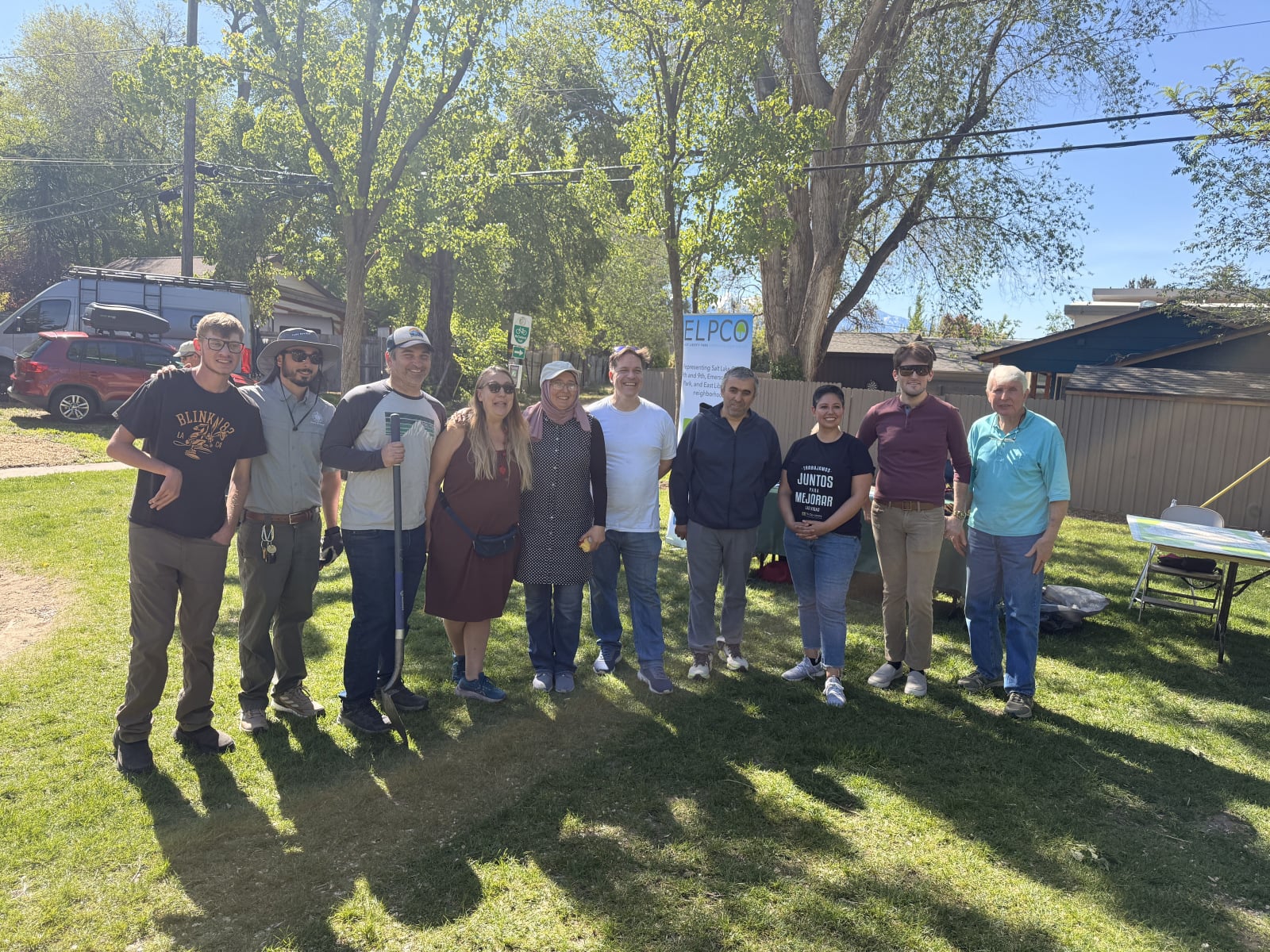 Zeynep Kariparduç and Loggins Merrilll with other volunteers at the "Find Your Roots" Community Service Day in Salt Lake City on May 2, 2026. (photo courtesy of Emerald Hills Institute).