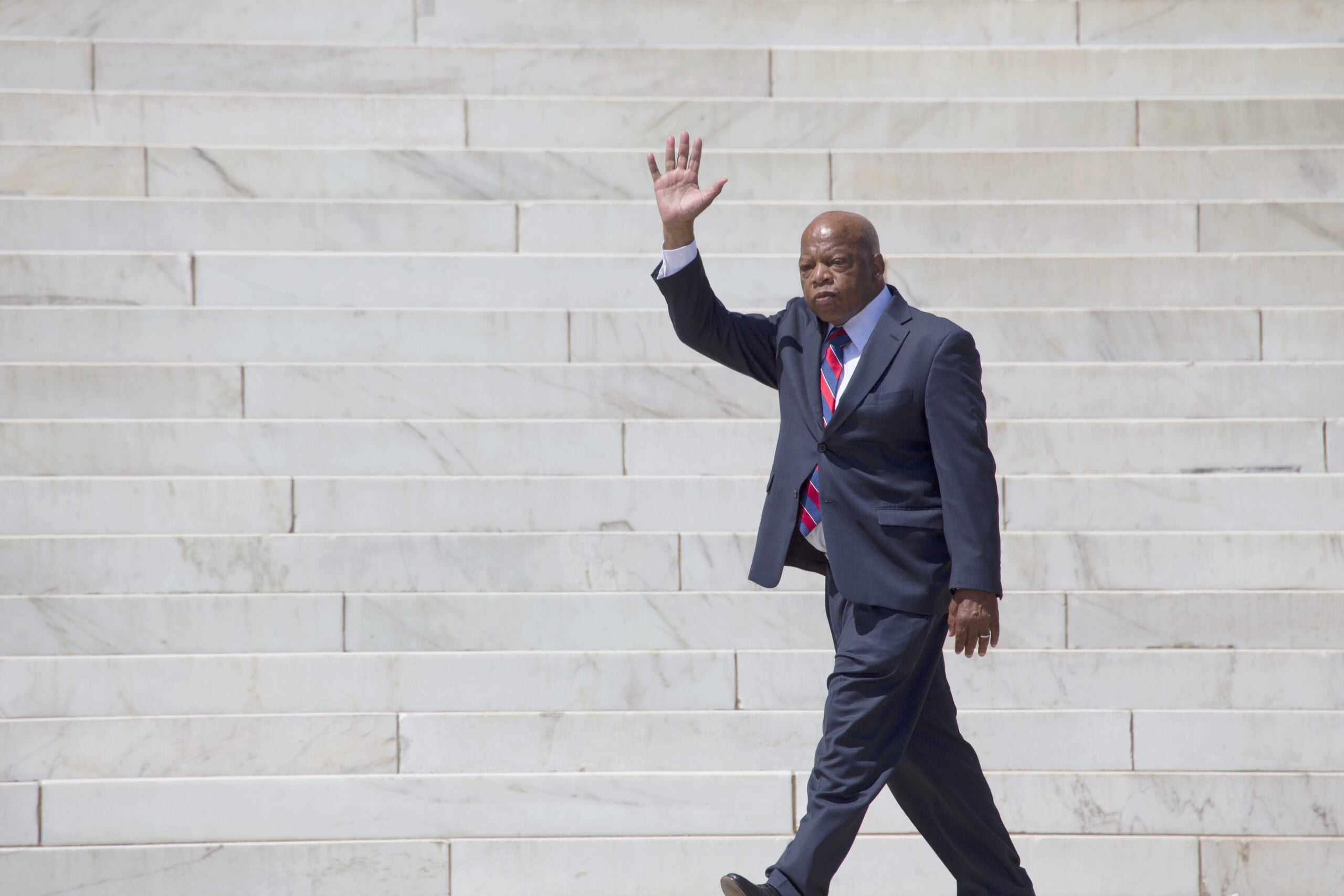 Georgia Congressman John Lewis waves at the 50th Anniversary of the march on Washington and Martin Luther King's I Have A Dream Speech, August 24, 2013, Lincoln Memorial, Washington, D.C. (Joseph Sohm)