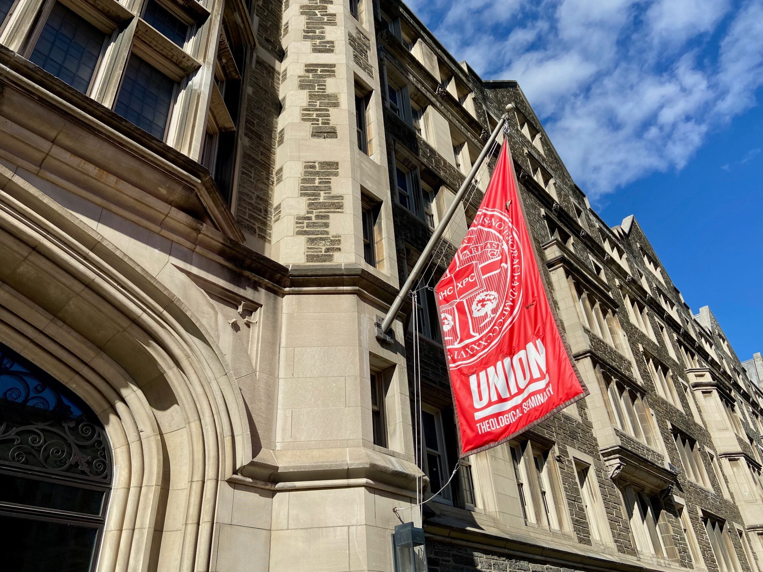 New York, NY USA - November 2, 2023 : Banner at the entrance to the Union Theological Seminary on Broadway in Morningside Heights, New York City (Shutterstock)