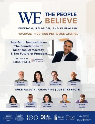 Eboo Patel to Keynote at Duke University’s We the People Believe: Freedom, Religion, and Pluralism Symposium