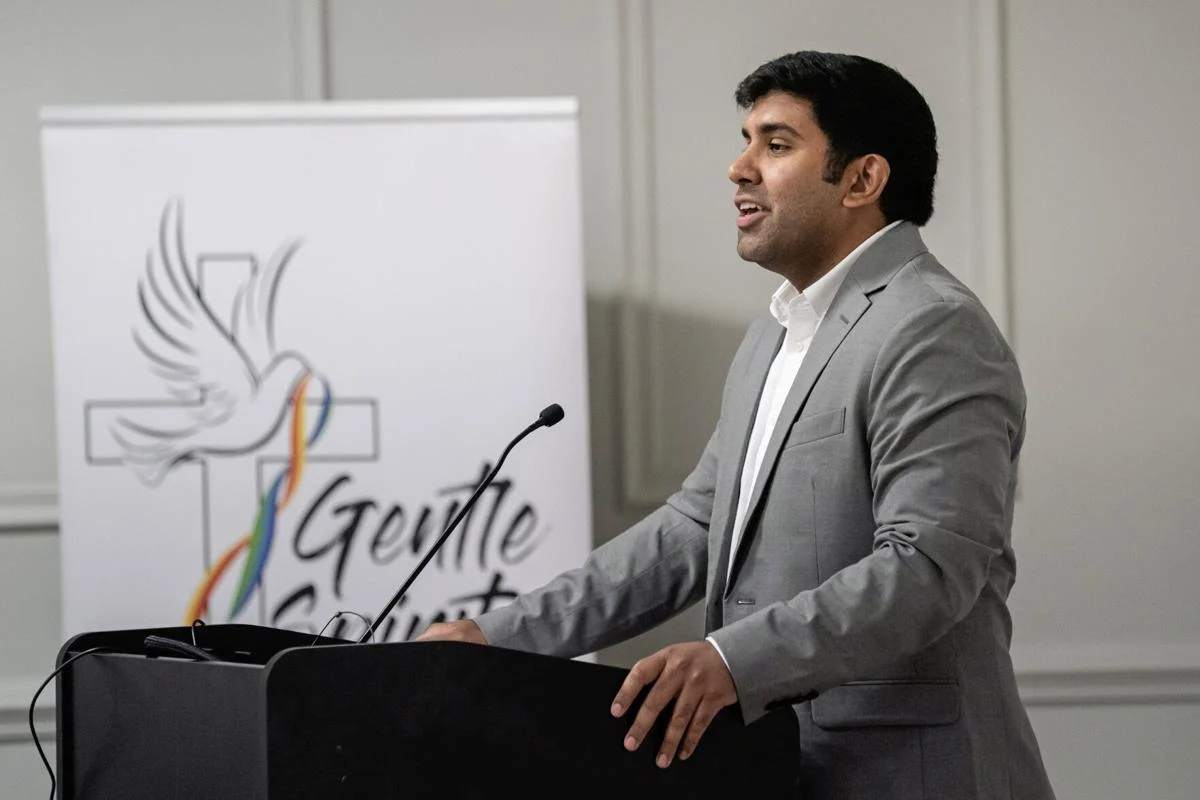 Ali Khaleel, Assistant Director of the Emerging Leaders Network, speaks at Interfaith Atlanta's event, In Remembrance of 9/11: 25 Years Later, on September 10, 2026 in Decatur, GA.
