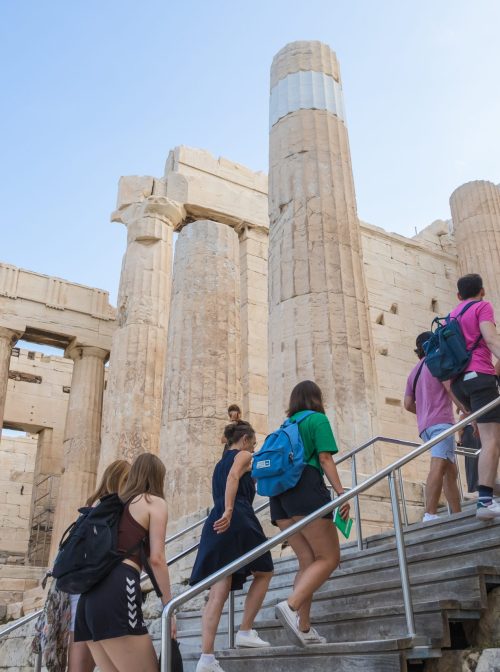Athens, Greece, August 22, 2022: Tourists entering the Parthenon in the Acropolis of Athens. (VictorHuang/Getty Images)