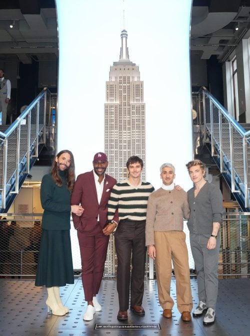 NEW YORK, NEW YORK - FEBRUARY 06: (L-R) Jonathan Van Ness, Karamo Brown, Antoni Porowski, Tan France, and Jeremiah Brent attend as the Cast of 'Queer Eye' visits the Empire State Building on February 06, 2025 in New York City. (Photo by John Nacion/Getty Images for Empire State Realty Trust)