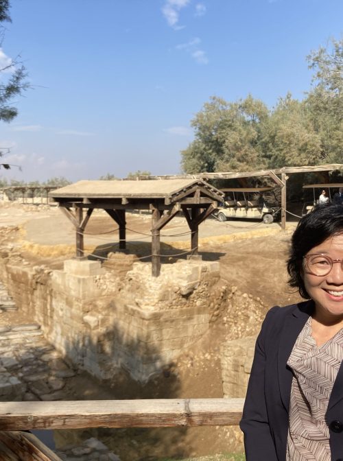 Nikki Toyama-Szeto at the historic site of Jesus' baptism. Photo courtesy
