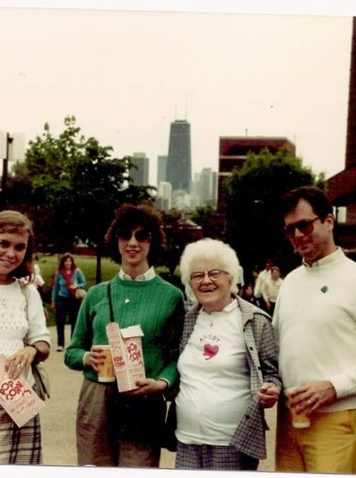 Suzanne Watts Henderson (left) with her grandmother (second from right) at the Lincoln Park Zoo in Chicago, 1980s. Courtesy photo