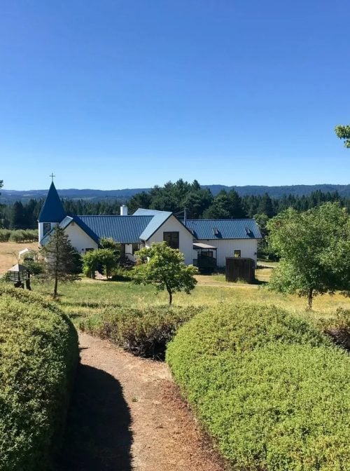 Starcross' monastic residence was constructed in 1997. It has two wings, the quieter, residential side and the more active side where meals are shared. Courtesy of Starcross Monastic Community
