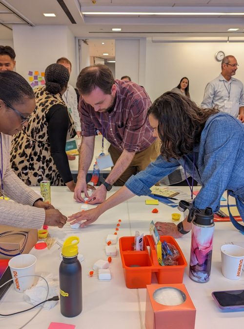 Groups working together on project at Team Up training in Chicago, May 2023 (Photo credit: Becca Hartman-Pickerill)