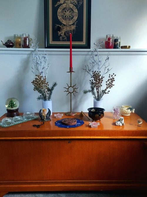 A Yule altar. Photo courtesy of Julia Pillard