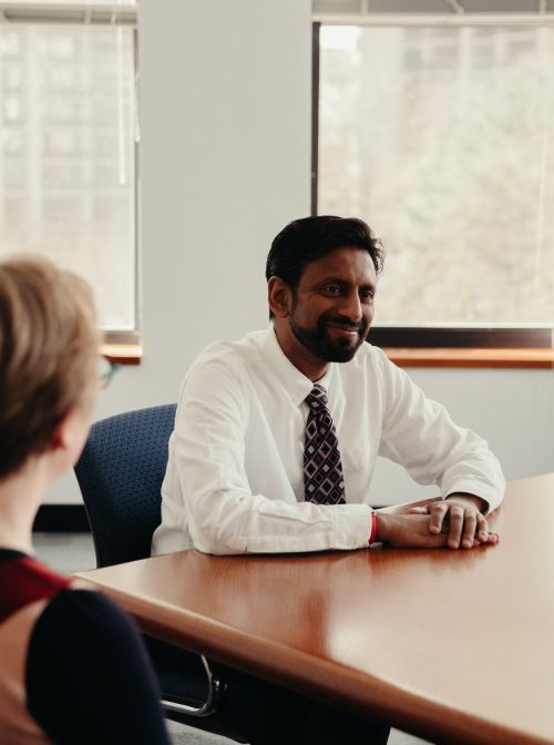 Dr. Darshan Mehta holds a meditation session with staff of Benson-Henry Institute in Boston, Massachusetts, March 7, 2023. Mikhail Glabets Photography 2023