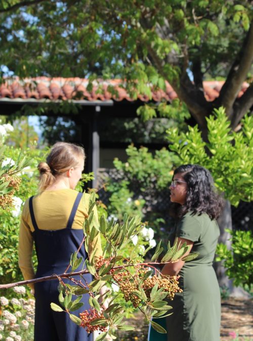 Laura Holford, left, a contemplative Christian nurse, and Dr. Anu Gorukanti, a Hindu/Buddhist pediatrician, at an Introspective Spaces retreat they created for women in healthcare, October 15, 2022, in Danville, California. (photo: Katharine Khamhaengwong)