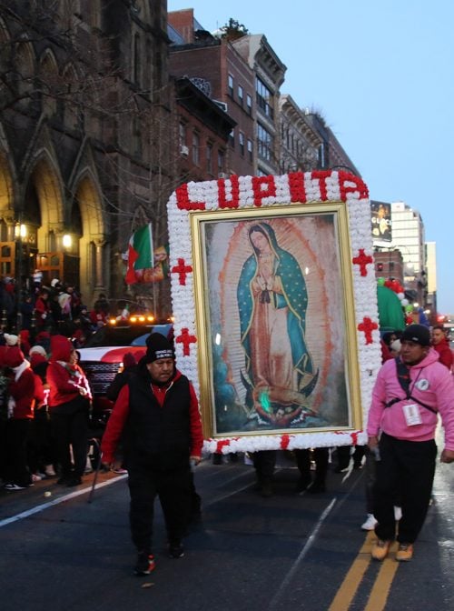 webRNS-Guadalupe-NYC26 People line up outside of St. Bernard Church before a procession to St. Patrick's Cathedral for the Feast of Our Lady of Guadalupe in New York City.